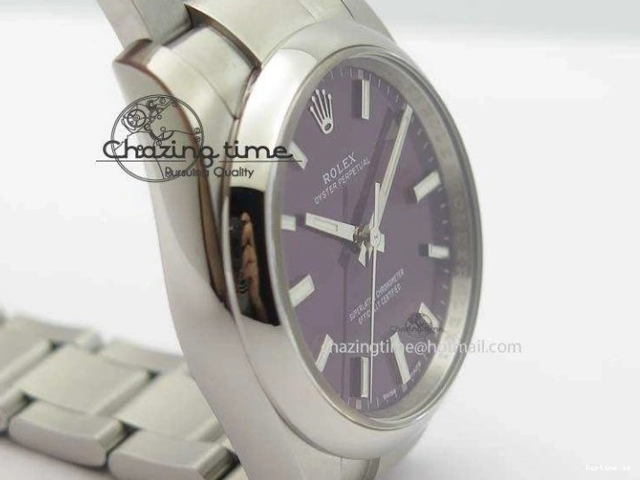 1225 Oyster Perpetual 34mm Ladies 114300 1:1 Best Edition Red Grape Dial On SS Bracelet A ZeroBulk 3802